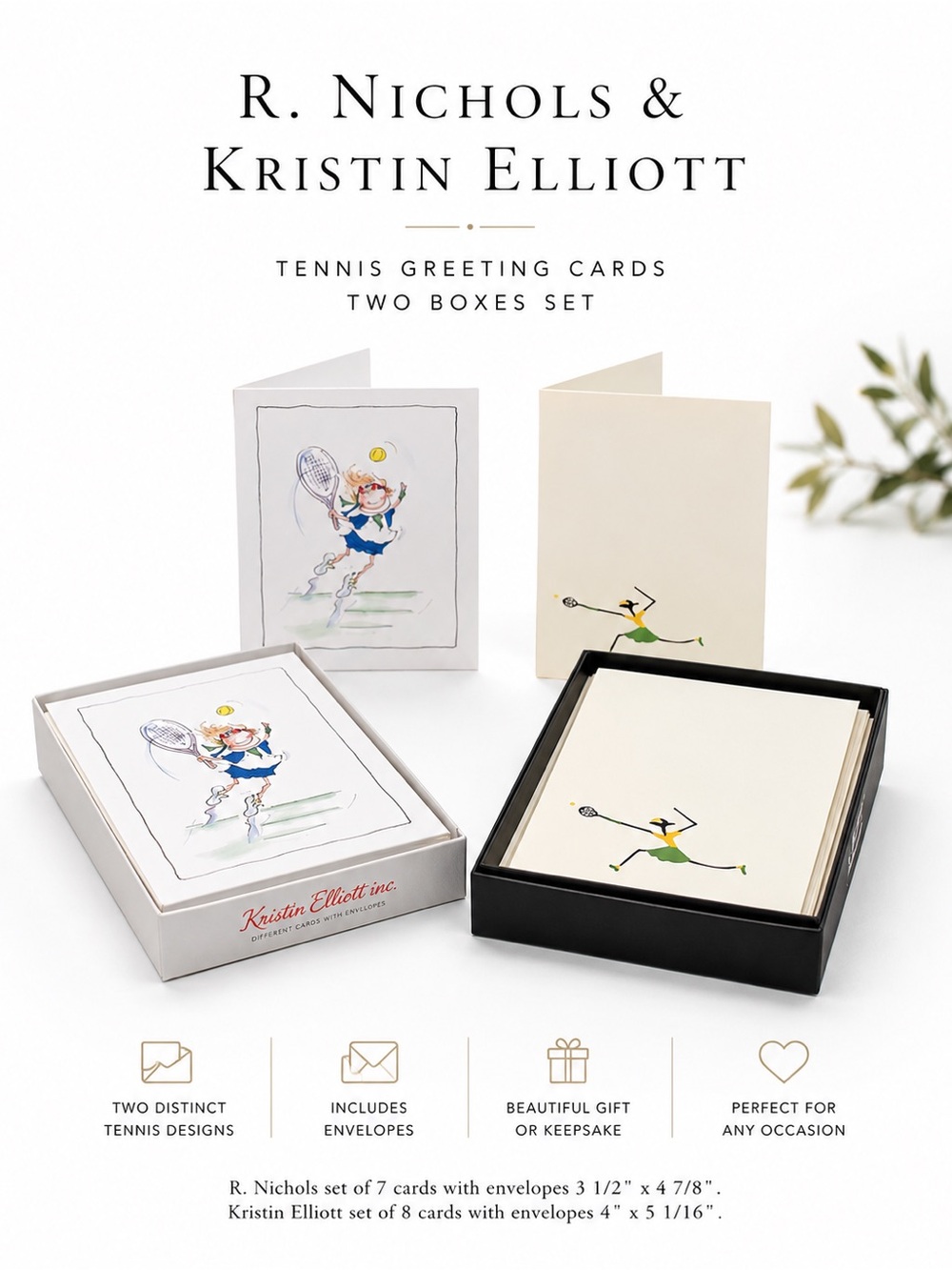 Tennis Greeting Cards Set of 2 Boxed Collections R. Nichols Kristin Elliott NWT